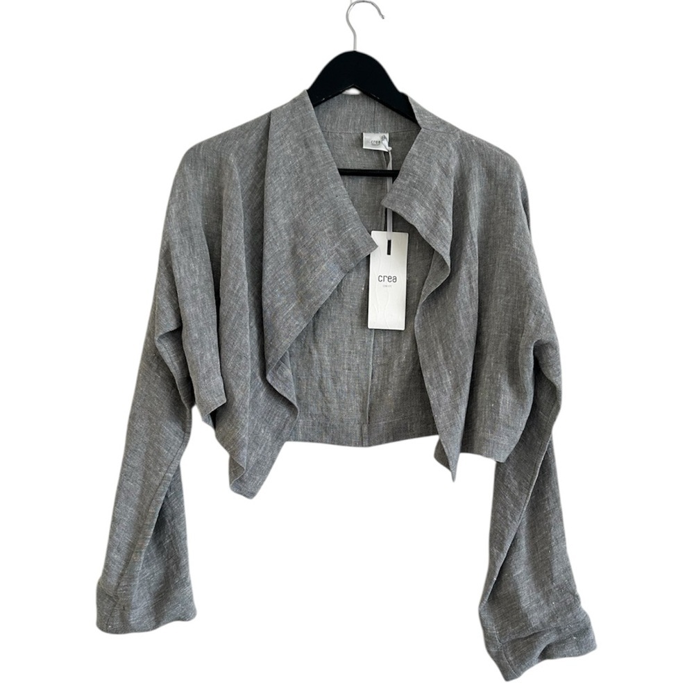 Crea Concept Linen Crop Jacket Grey Size 36 US XS Or 4
